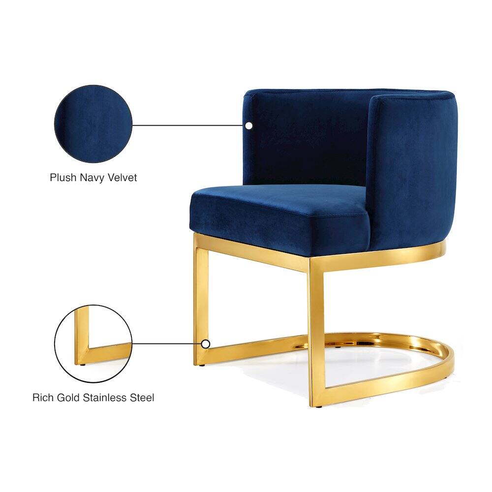 Plush Navy Velvet  
Rich Gold Stainless Steel