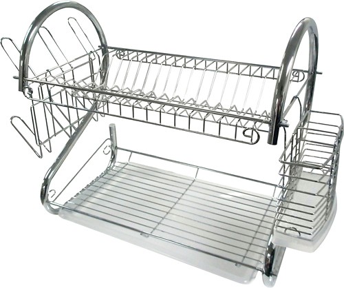 Better Chef Black Large Metal Dish Drying Rack with Drying Mat