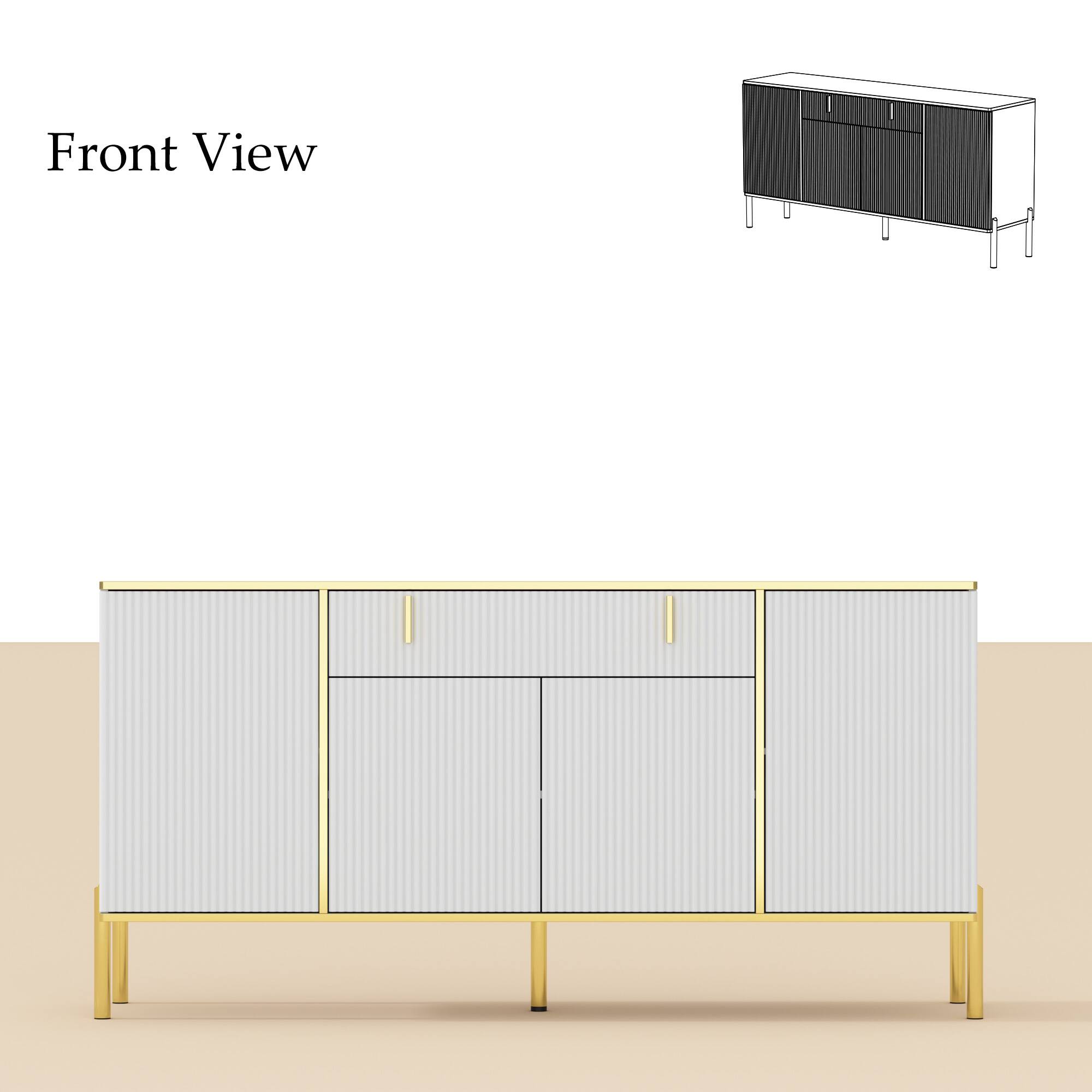 FUFU & GAGA - FUFU&GAGA Textured Buffet Cabinet: Smart Storage for Modern Interiors - White