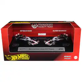 "MoneyGram Haas F1 Team" Formula One F1 World Championship (2025) 2 Piece Set Diecast Model Cars by Hot Wheels
