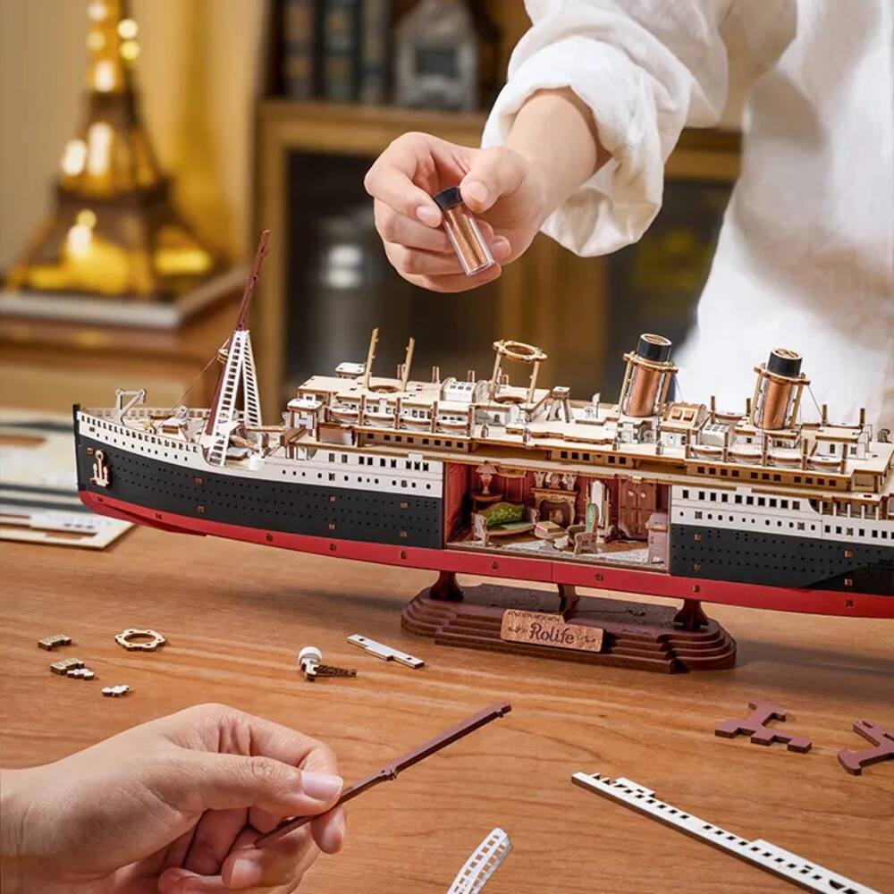 Alt View 1. 3D Puzzle - 3D Puzzle 1912 Ocean Liner 433pcs DIY Lights Up.