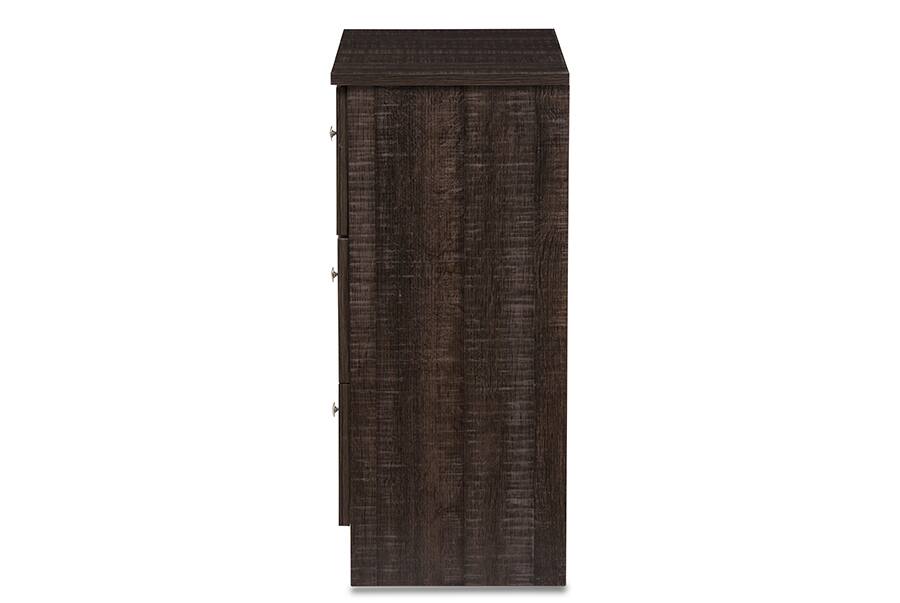 Angle. Baxton Studio - Decon Modern and Contemporary Wood 3-Drawer Storage Chest - Brown.