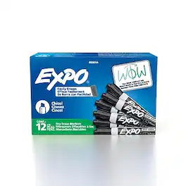 Expo - Low Odor Tank Dry Erase Marker, Chisel Tip, 12/Pack - Black