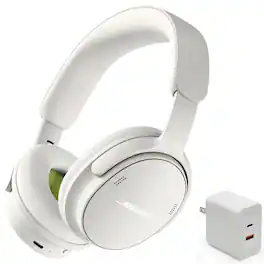 Bundle - Bose - QuietComfort Headphones (2nd Gen) with Fast Charger - Wireless, Noise Cancelling and Mic - White Smoke