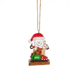 Ganz - Smores 2023 Toy Maker Marshmallow Snowman Resin Holiday Christmas Ornament - White