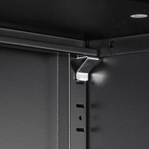 Alt View 3. COWLOWN - High Storage Cabinet with 2 Doors & 4 Partitions 5 Storage Spaces Black Design for Home & Office.