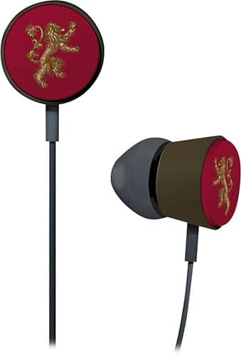 Front Standard. Gear4 - Game of Thrones House Lannister Earbud Headphones - Red.