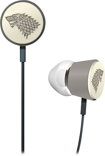 Front Standard. Gear4 - Game of Thrones House Stark Earbud Headphones - Sand.