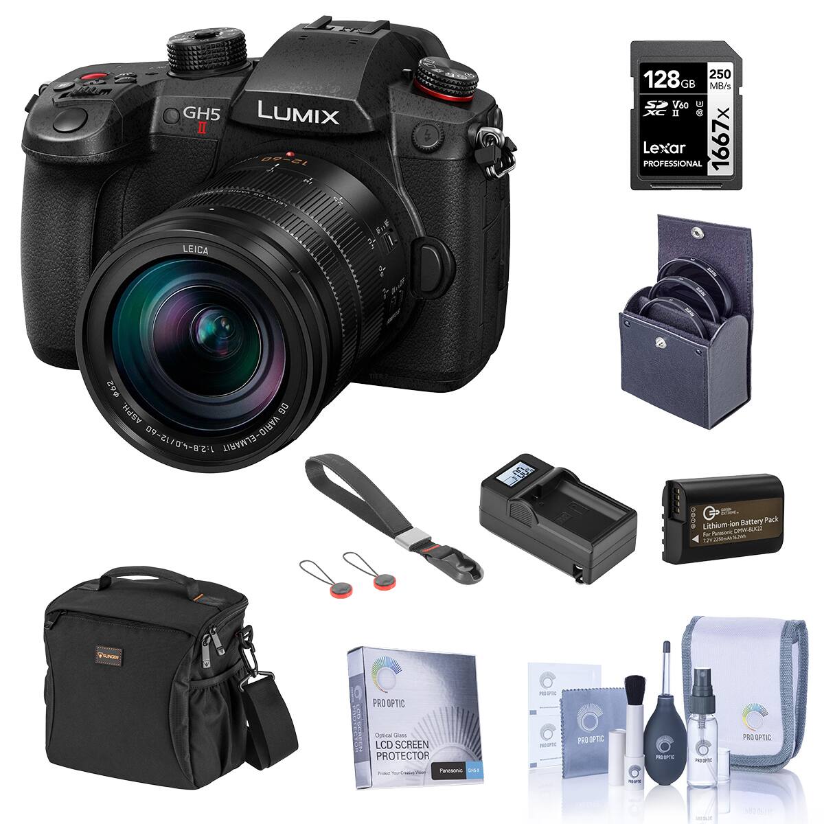 GH5 LUMIX I  
250 128 GB MI/s V60  
Lexar PROFESSIONAL 1667x  
LEICA  
7 62 PH De 09-21/04-821 VARIO-ELMARIT  
AC  
Battery Pack Lithium-ion Jon AMC BLKC  
Pet 1-0 PN  
PRO OPTIC  
Sata Gres LCD SCREEN PROTECTOR  
nhra MA  
PES ROOPTE