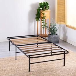 Hivvago - Twin XL size Metal Bed Frame with Bamboo Wood Slats - Black