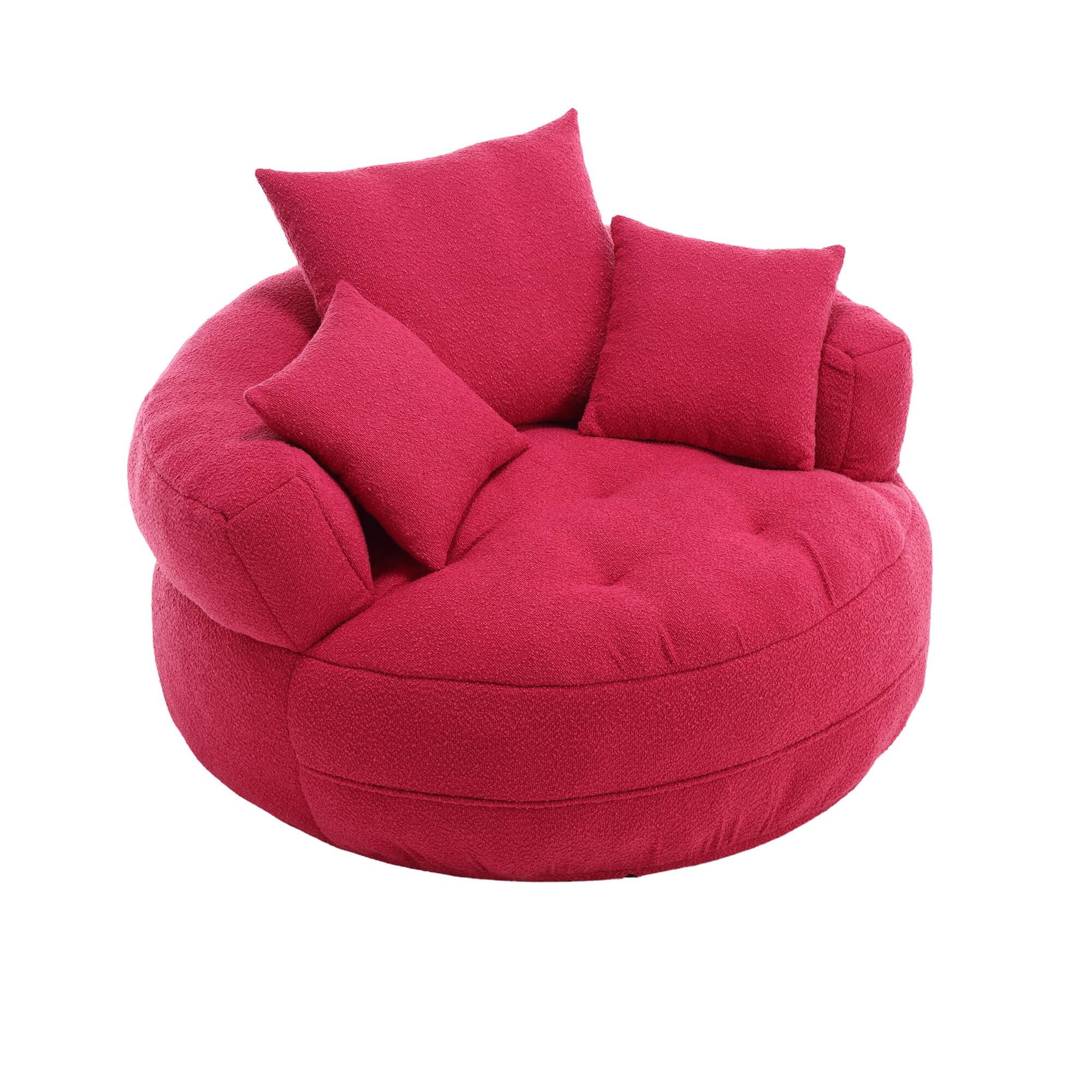 Left. GOODSILO - Chenille Fluffy Sleeper Chair - Modern Single Sofa for Living Room, Bedroom, Lounge & Projection Room - No Assembly - Rose Red.