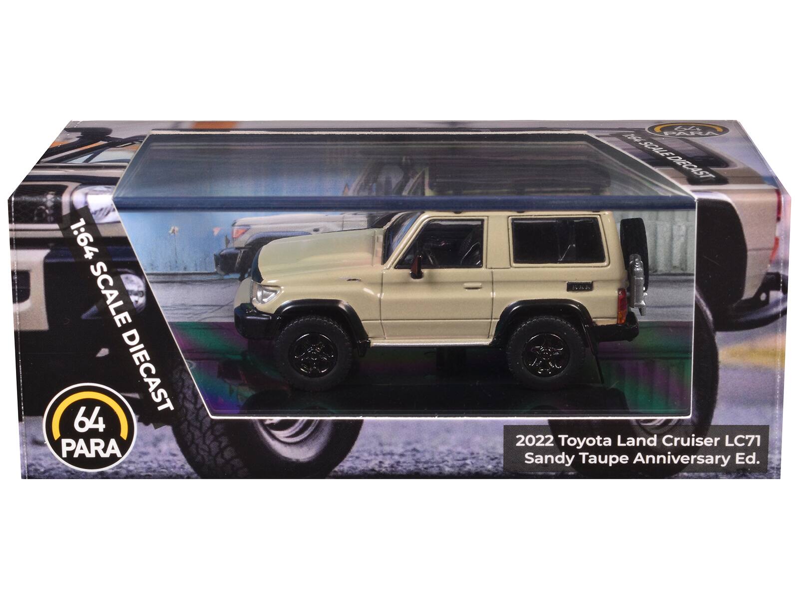 1:64 SCALE DIECAST  
64 PARA  
SCALE DIECAST  
2022 Toyota Land Cruiser LC71 Sandy Taupe Anniversary Ed.