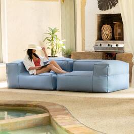 Jaxx - Baya Outdoor Modular Loveseat - Luxurious Soft Seating for Poolside or Hospitality - Ocean Blue