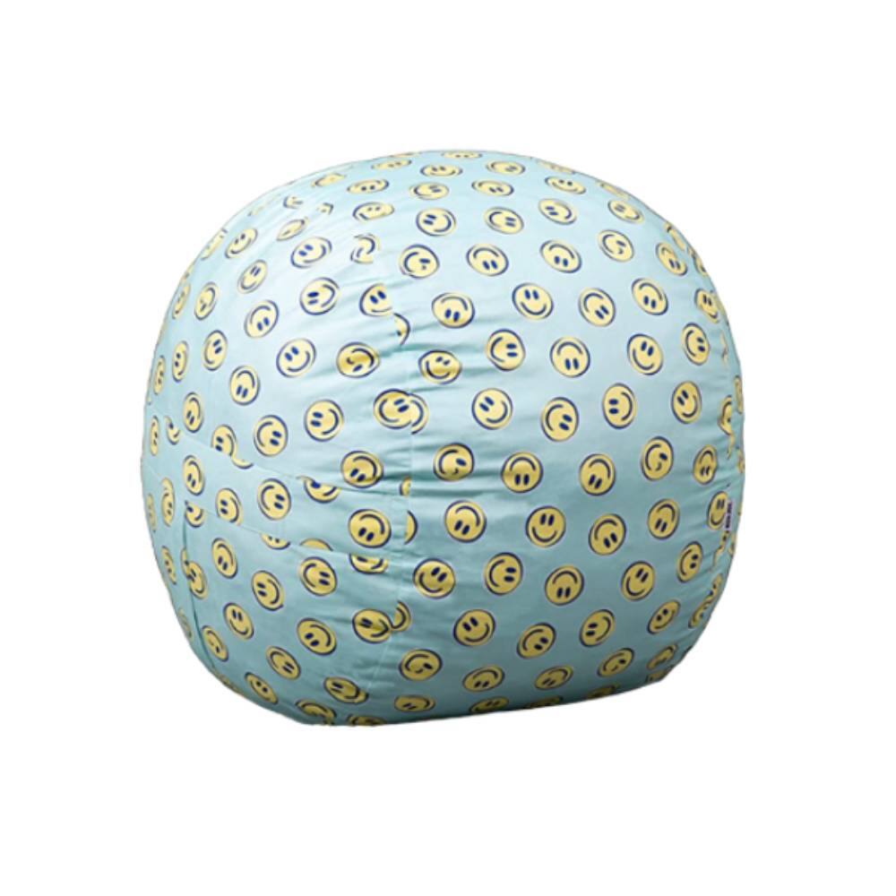 Front. Essen Blissed - SMILEY FACE PLUSH BEAN BAG CHAIR - Blue.