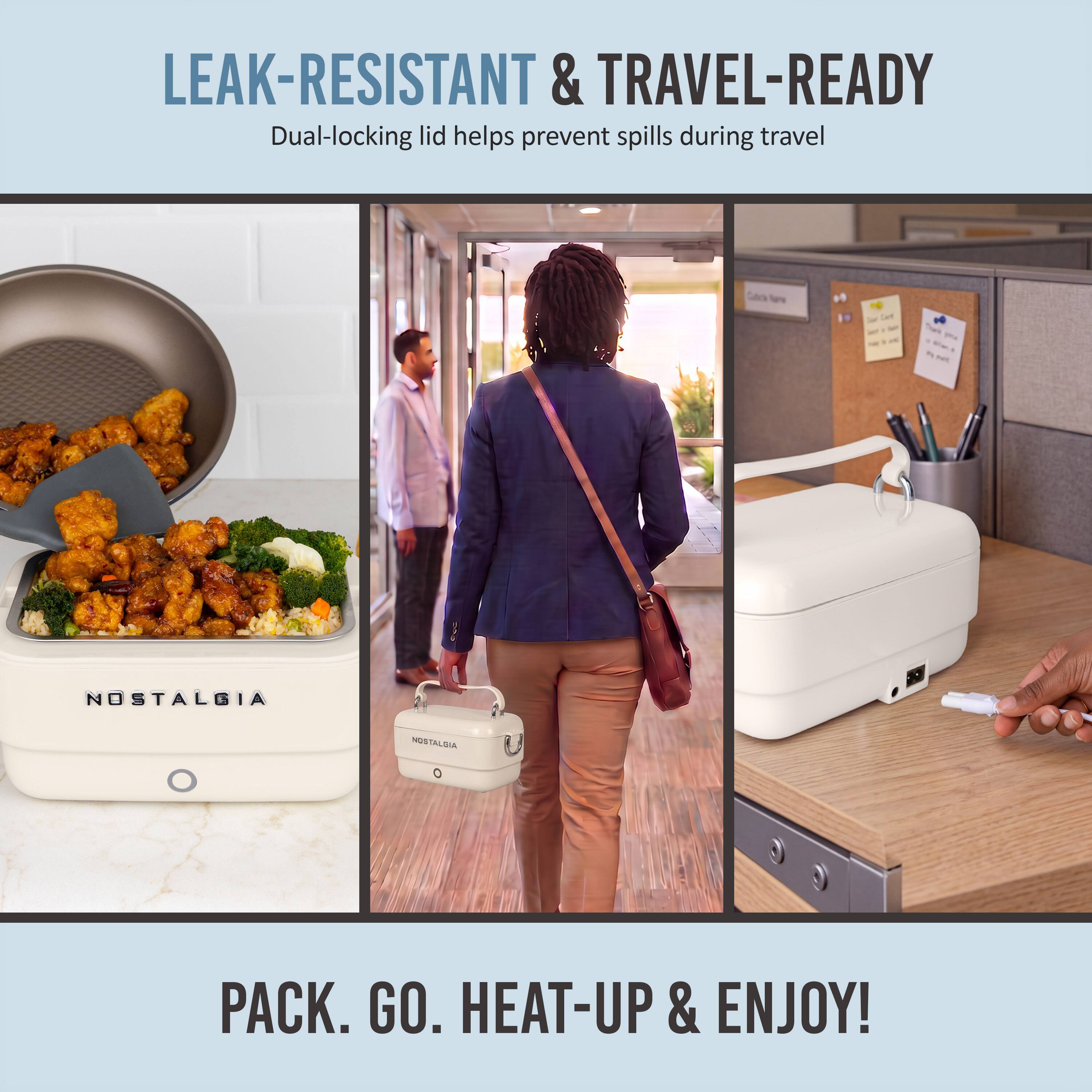 LEAK-RESISTANT & TRAVEL-READY  
Dual-locking lid helps prevent spills during travel  

NOSTALGIA  

PACK. GO. HEAT-UP & ENJOY!