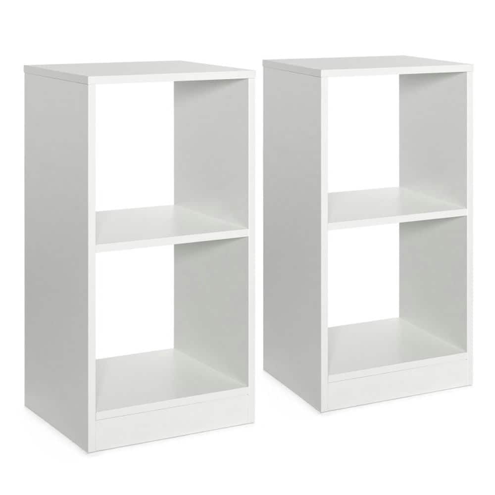 Kadyn - Shelf, Open Bookcase Book Shelf,Storage Shelf Unit Plant Stand,2 Pieces 2-tier Bookcase Set with Anti-toppling Device - White