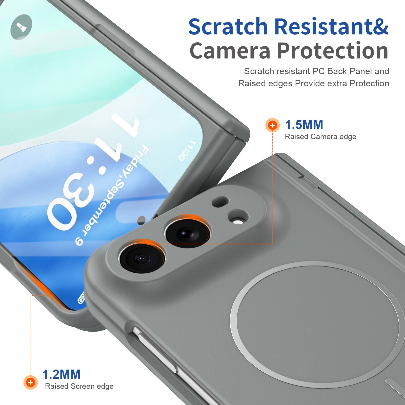 Scratch Resistant & Camera Protection

Scratch resistant PC Back Panel and Raised edges Provide extra Protection

+ 1.5MM Raised Camera edge

+ 1.2MM Raised Screen edge