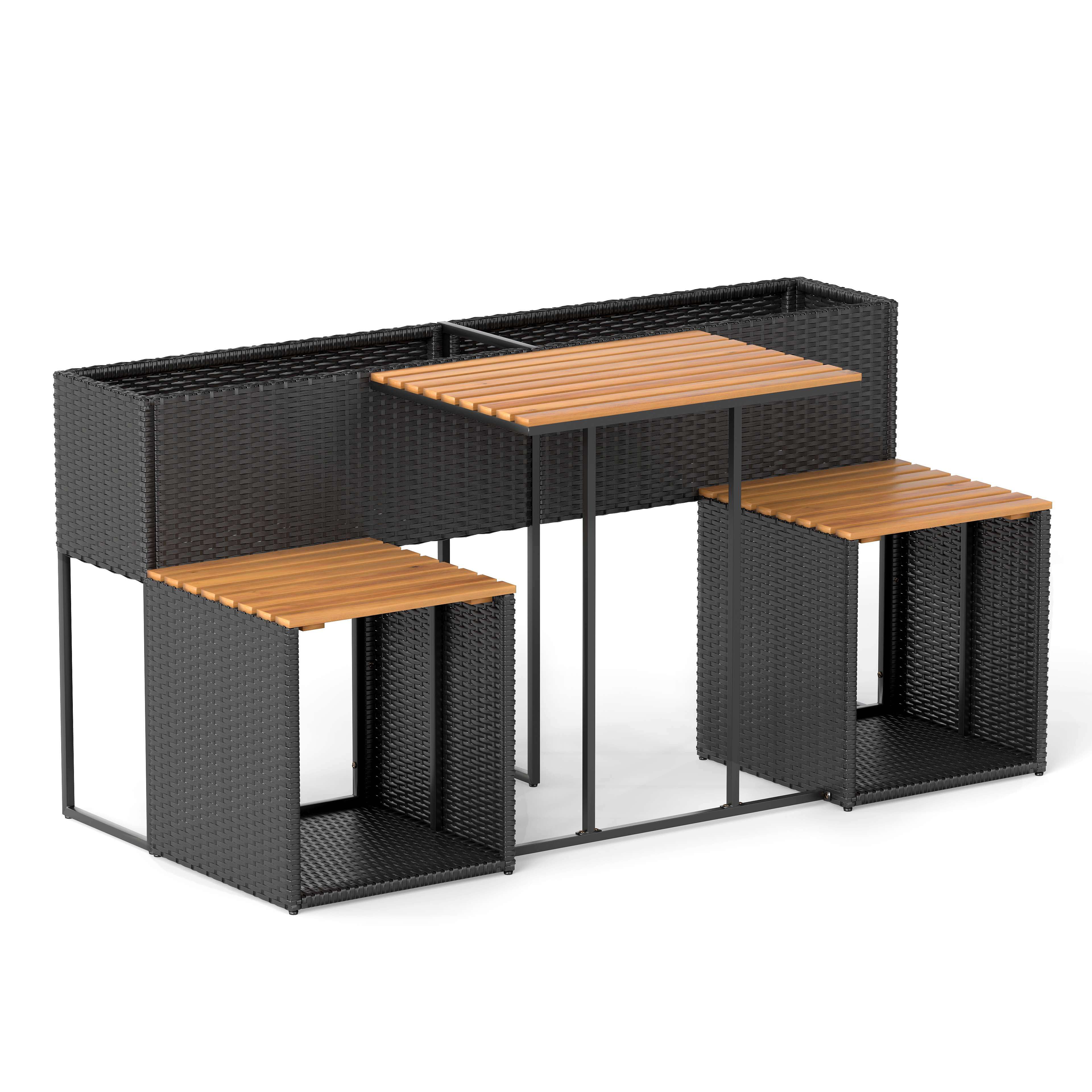 Alt View 1. Costway - Costway Patio Furniture Set with Raised Garden Bed Built-in Chairs and Storage Space - Beige.