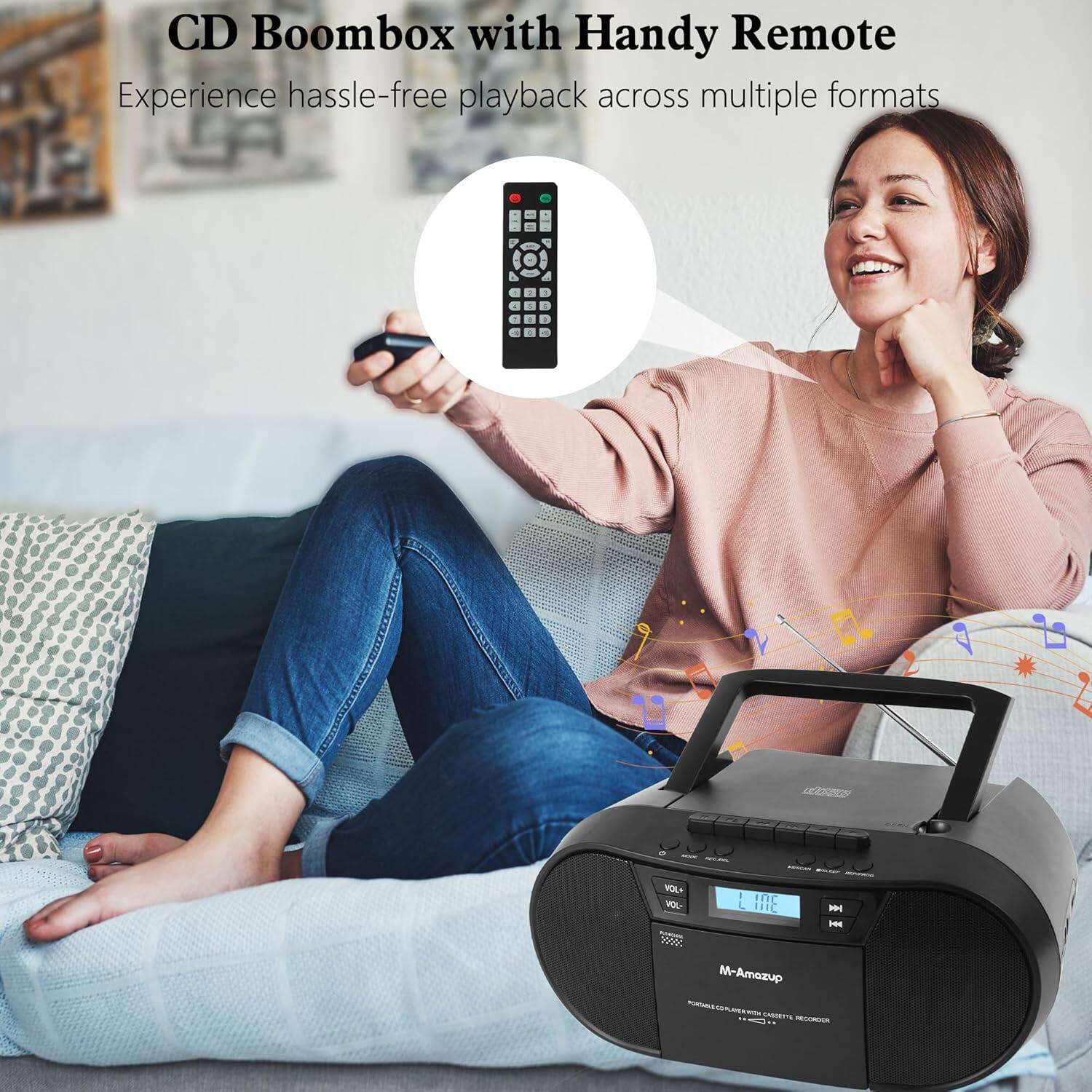 CD Boombox with Handy Remote  
Experience hassle-free playback across multiple formats