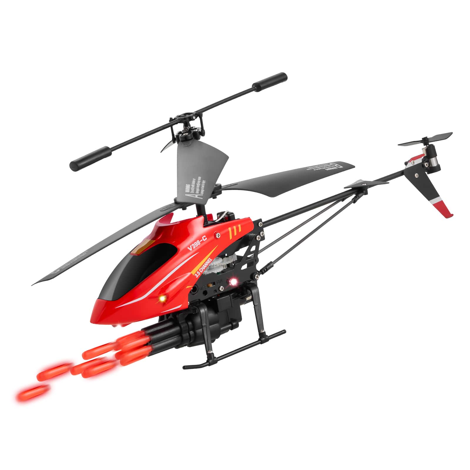 VEVOR - RC Helicopter, 2.4GHz Flying Remote Control Helicopter with Shooting Mode,3.5 Channel RC Airplane for Kid, Altitude Hold - Red, Black