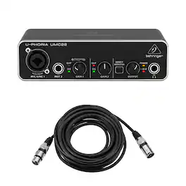 Behringer - U-Phoria UMC 22 Audiophile 2x2 USB Audio Interface with MIDAS Mic Preamplifier - With 6' 8mm XLR Microphone