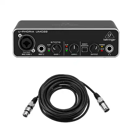 U-PHORIA UMC22
OMDAS
CLIP SIG CLIP SIG
DIRECT MONITOR
behringer
POWER +48 V
MIC/LINE 1
INST 2
GAIN 1
GAIN 2
OUTPUT