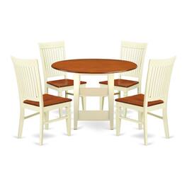 East West Furniture - Dining Room Set Buttermilk & Cherry - Brown