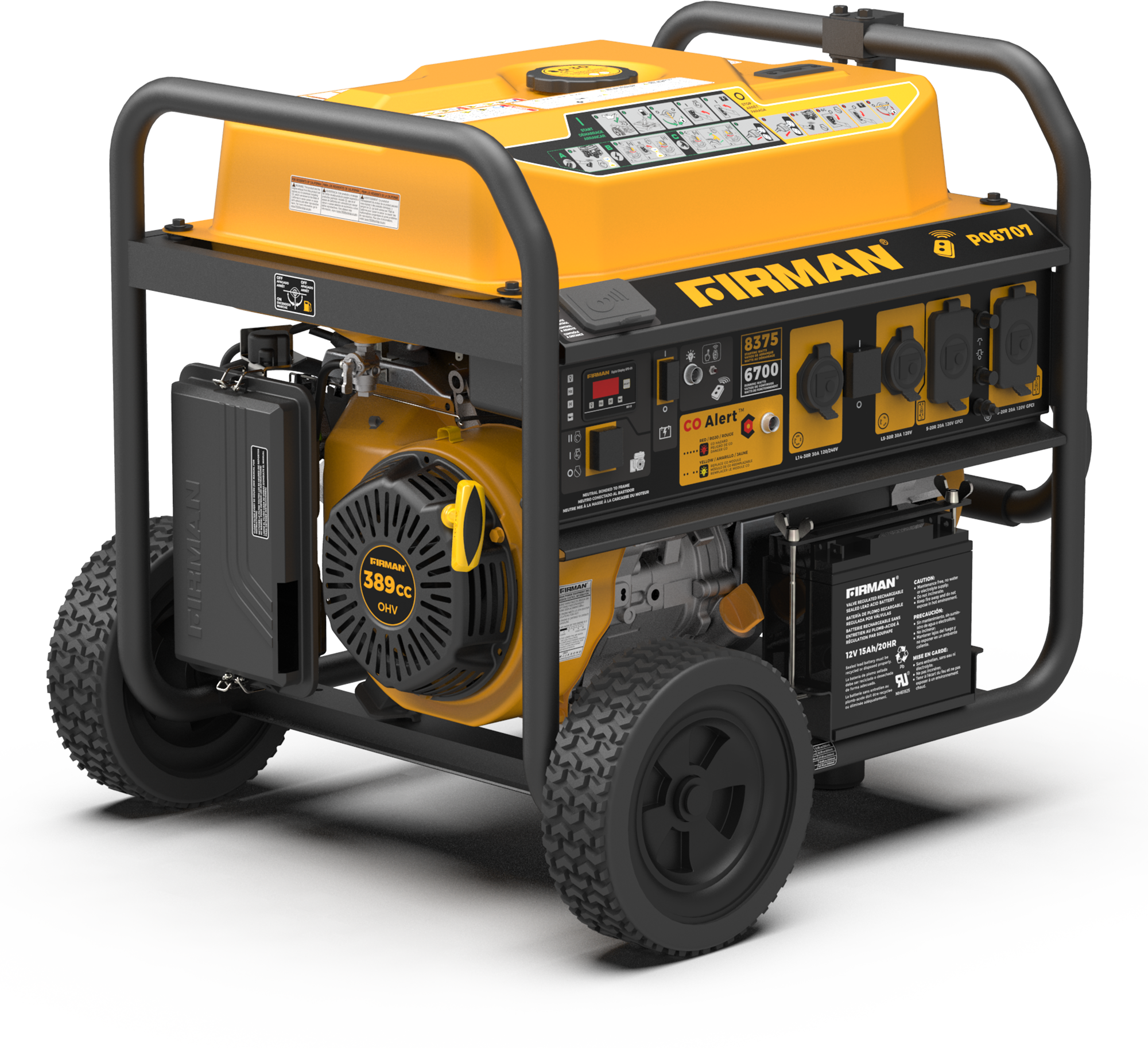 FIRMAN  
P06707  

389cc OHV  

8375  
6700  

CO Alert  

FIRMAN  
12V 10A/2000  
12V 10A/2000  

NSAE Aae ER 389cc CC VHO P06707 TIRMAN 8375 1 - | 6700 i 3 : .... a - I - : - -  Alert + - I I - 10 13 . - I - I - 6  I - - | 1 -- : - D - I os - 0 : - : md - - I - i - FIRMAN - -- - : - - 1 - : I : - . 2 - MV - I - I LR - 1 i -