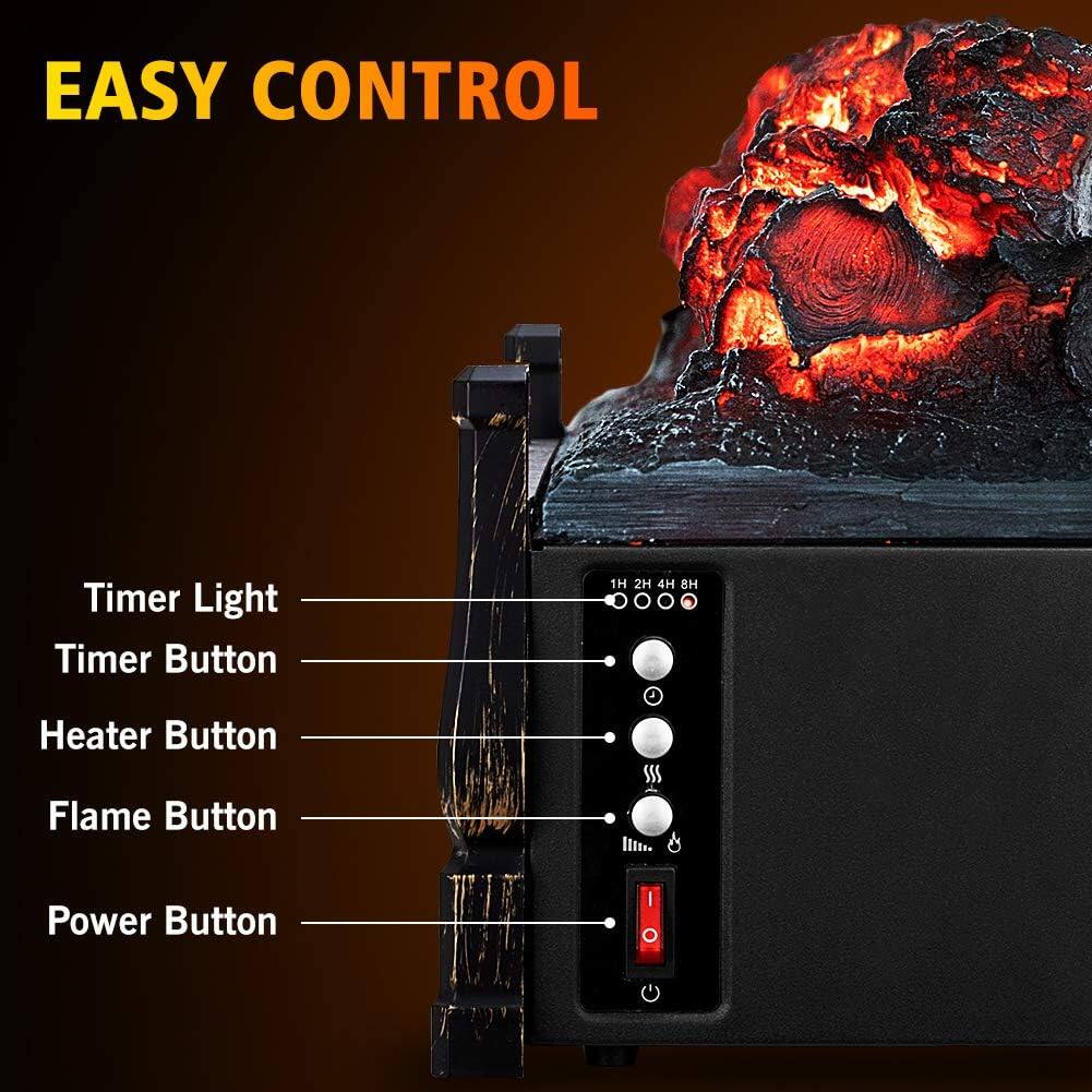 EASY CONTROL

Timer Light  
Timer Button  
Heater Button  
Flame Button  
Power Button