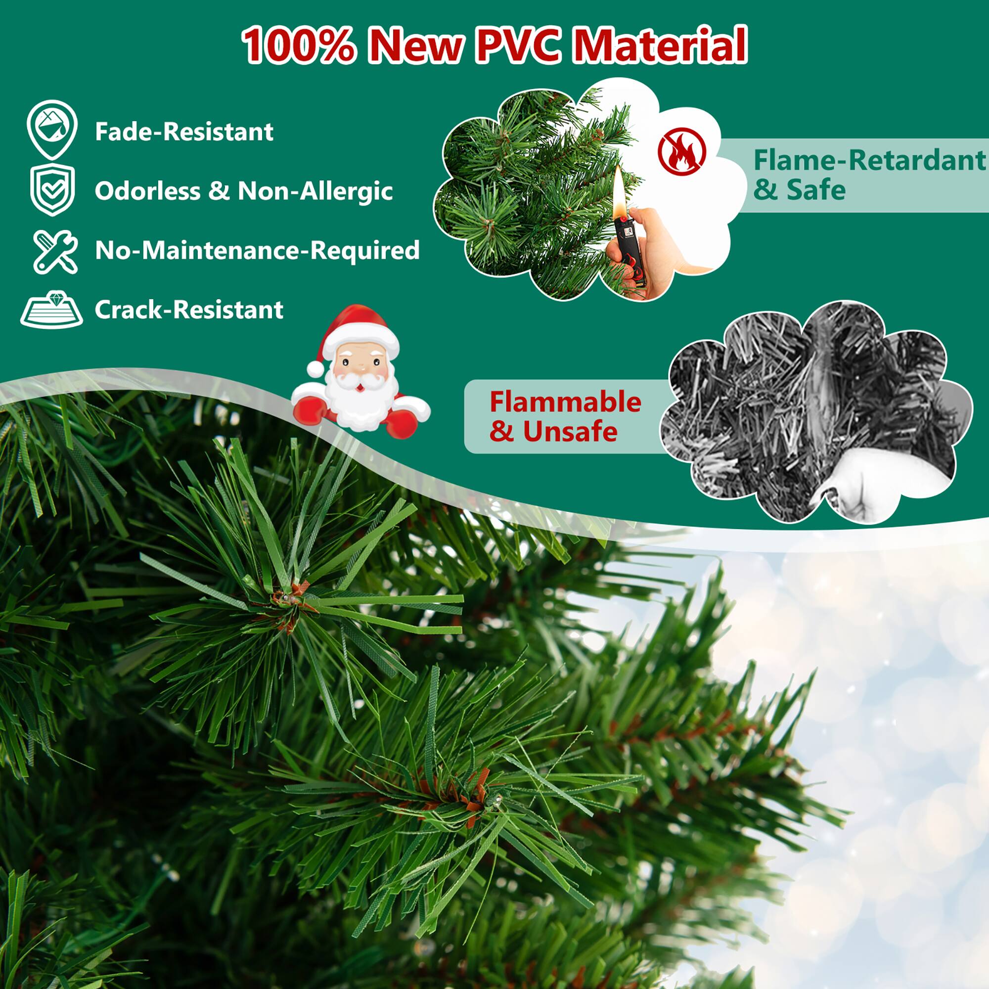 100% New PVC Material

- Fade-Resistant
- Odorless & Non-Allergic
- No-Maintenance-Required
- Crack-Resistant
- Flame-Retardant & Safe

Flammable & Unsafe