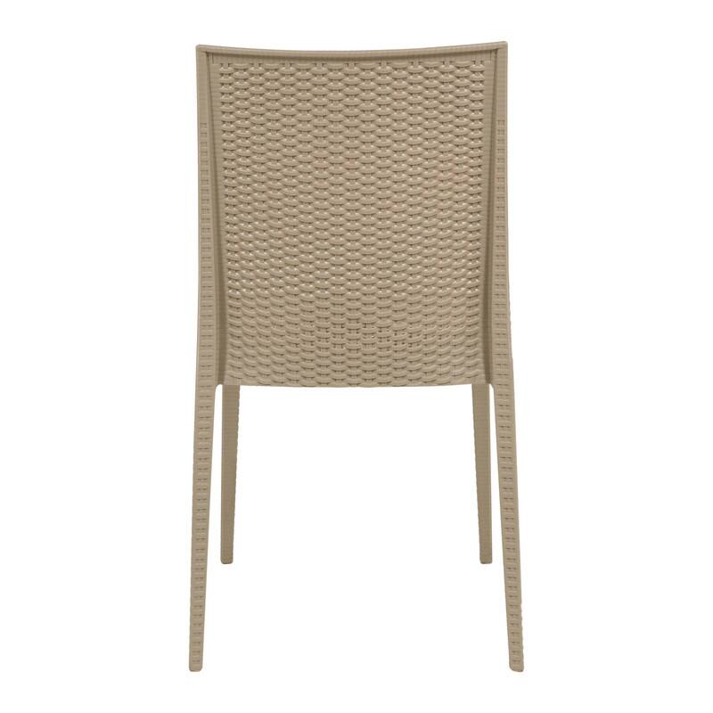 Alt View 2. LeisureMod - Mace 2-Pieces Modern Ergonomic Dining Chair with Stackable and Wicker Style - Taupe.