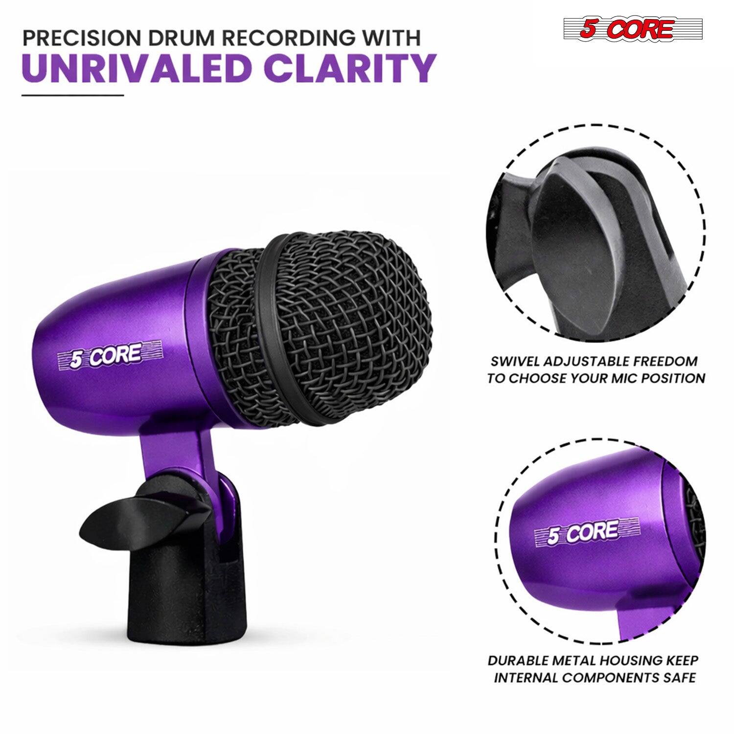 PRECISION DRUM RECORDING WITH UNRIVALED CLARITY

5 CORE

SWIVEL ADJUSTABLE FREEDOM TO CHOOSE YOUR MIC POSITION

5 CORE

DURABLE METAL HOUSING KEEP INTERNAL COMPONENTS SAFE