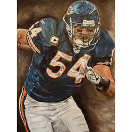 Deacon Jones Foundation - Chicago Bears "Brian Urlacher" Fine Art Canvas Print 30" x 40" by Artist David Courson - Multicolor