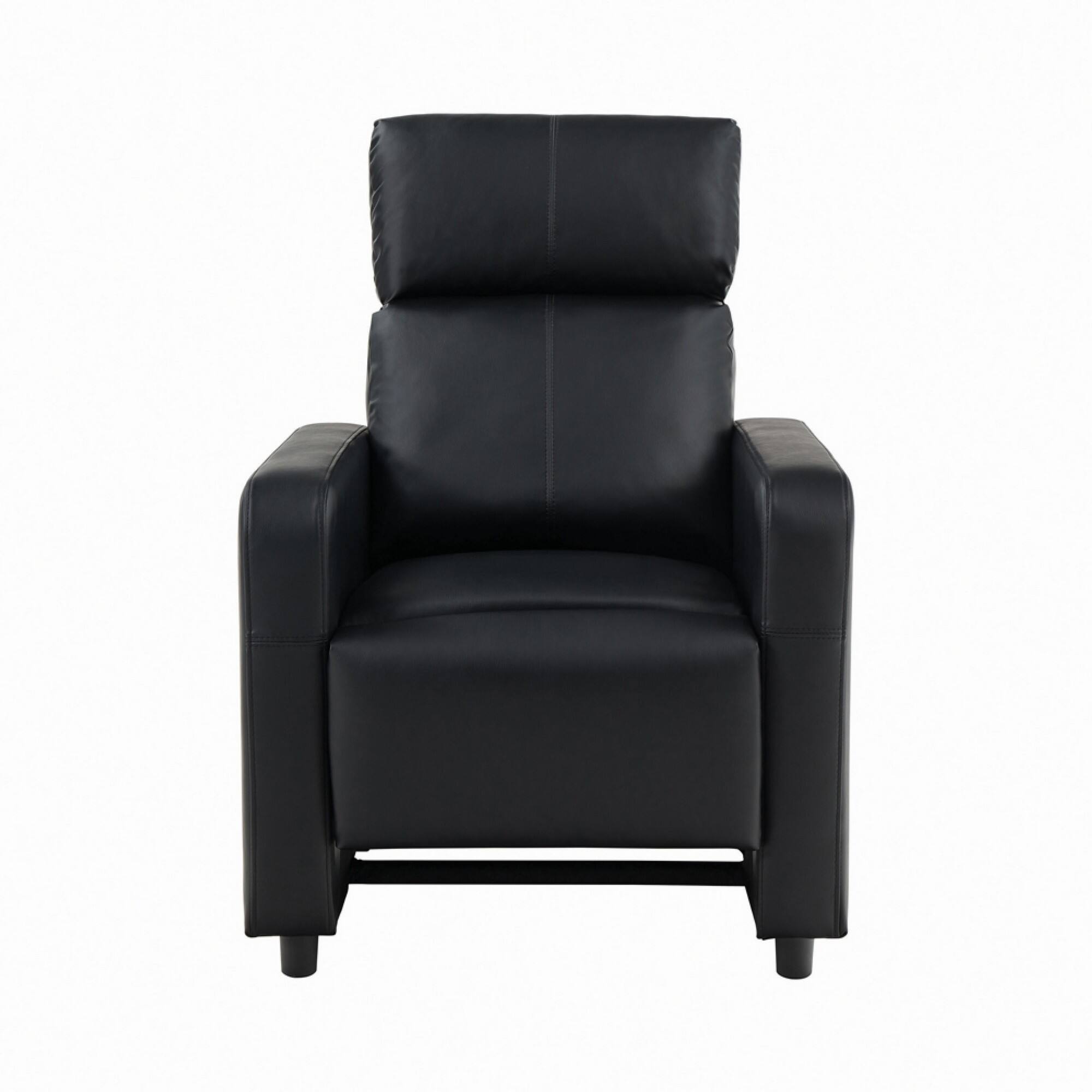 Angle. Manhattan Lane - Modern Theater Seating Push Back Recliner - BLACK.