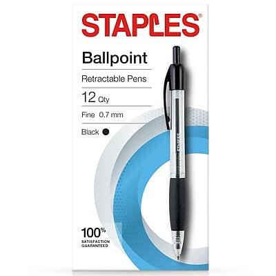 STAPLES Ballpoint Retractable Pens
12 Qty
Fine 0.7 mm
Black
100% Satisfaction Guaranteed