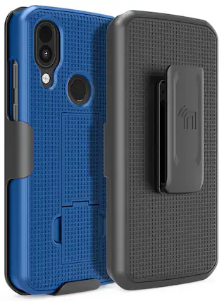 Front. Nakedcellphone - Case with Stand and Belt Clip Holster for CAT S62 Pro - Blue.