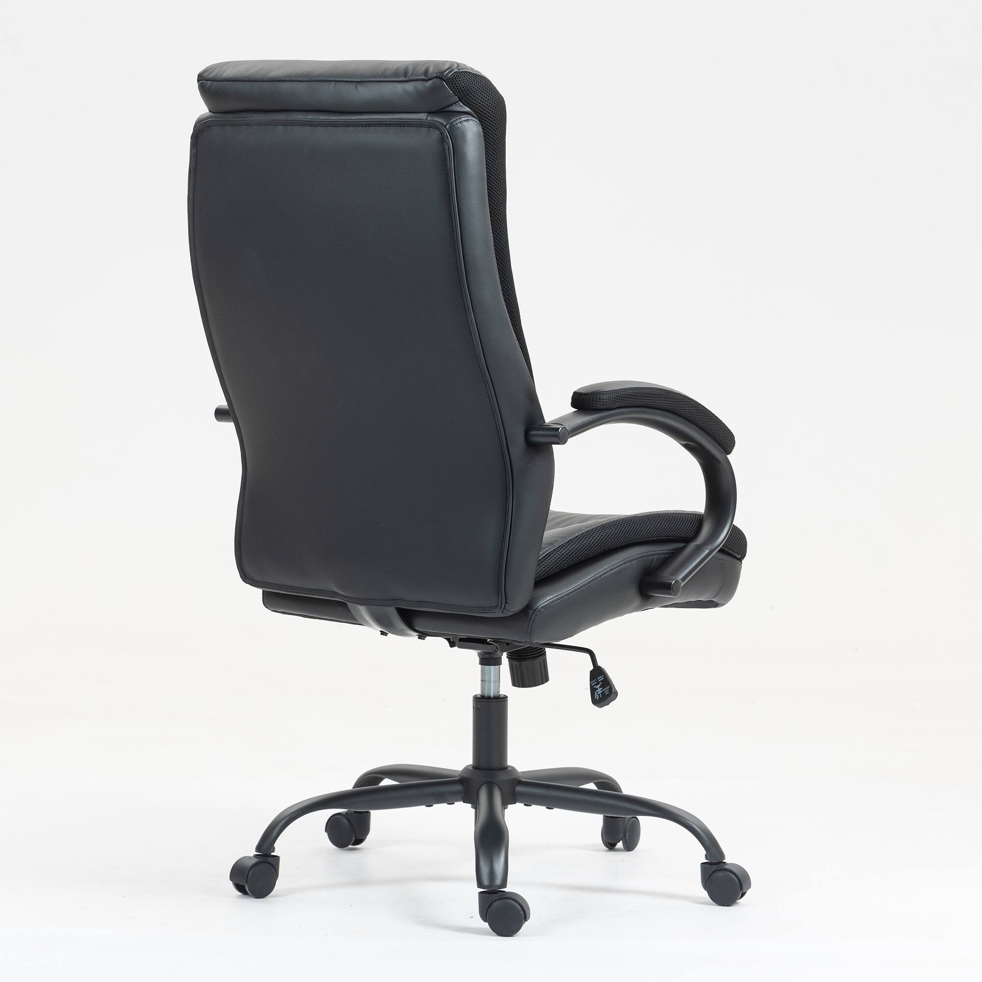 Alt View 1. PexFix - High-Back Ergonomic Executive Office Chair with Leather, Lumbar Support for Desk Work - Black.