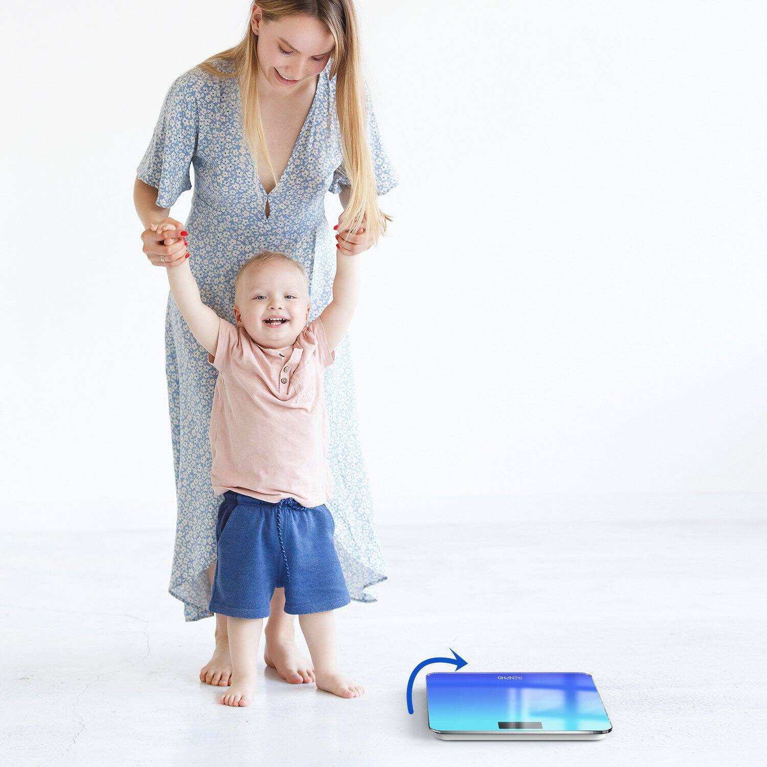 Alt View 3. Renpho - Highly Accurate Digital Body Weight Scale, Digital Bathroom Scale with Lighted LED Display, 400 lb, Blue.