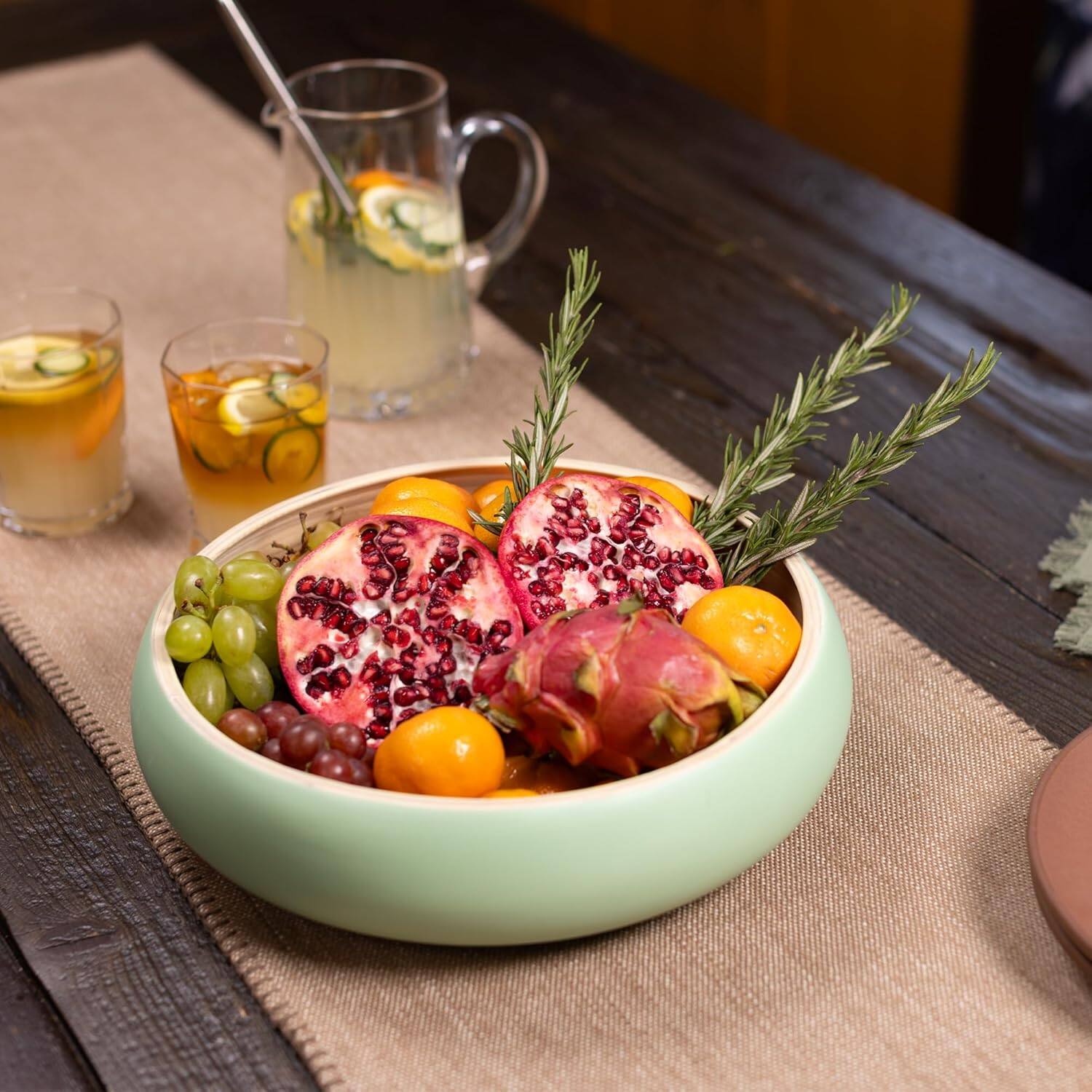 Alt View 1. Lexa - Bamboo Fruit Bowl, 12 Inch, Sage - Sage.