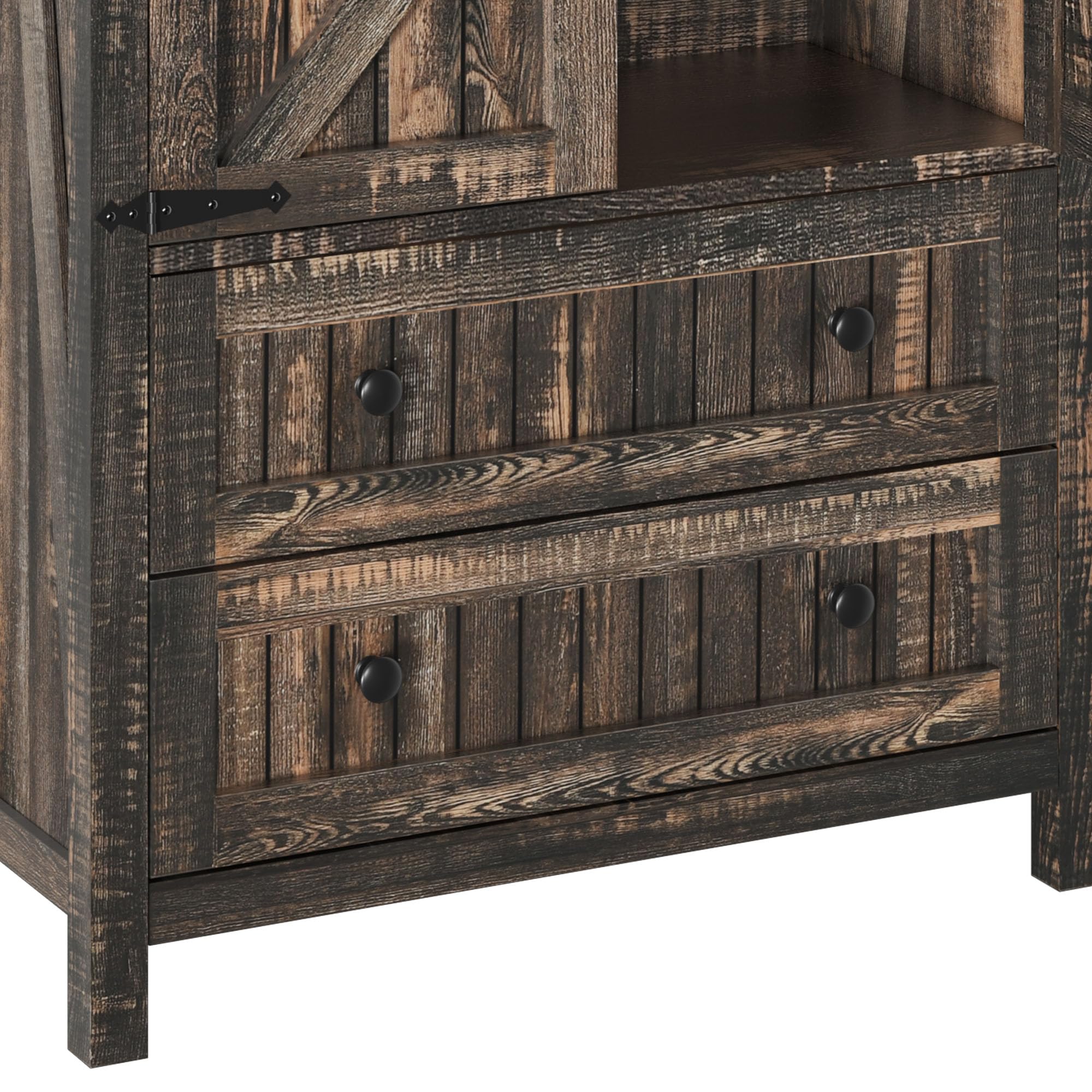 Alt View 5. Hirose Alice - Pantry Cabinet Tall Storage With 2 Drawers And Shelves Versatile For Dining Or Dark Extra Large kitchen - Oak Black-64"H Double Drawers.
