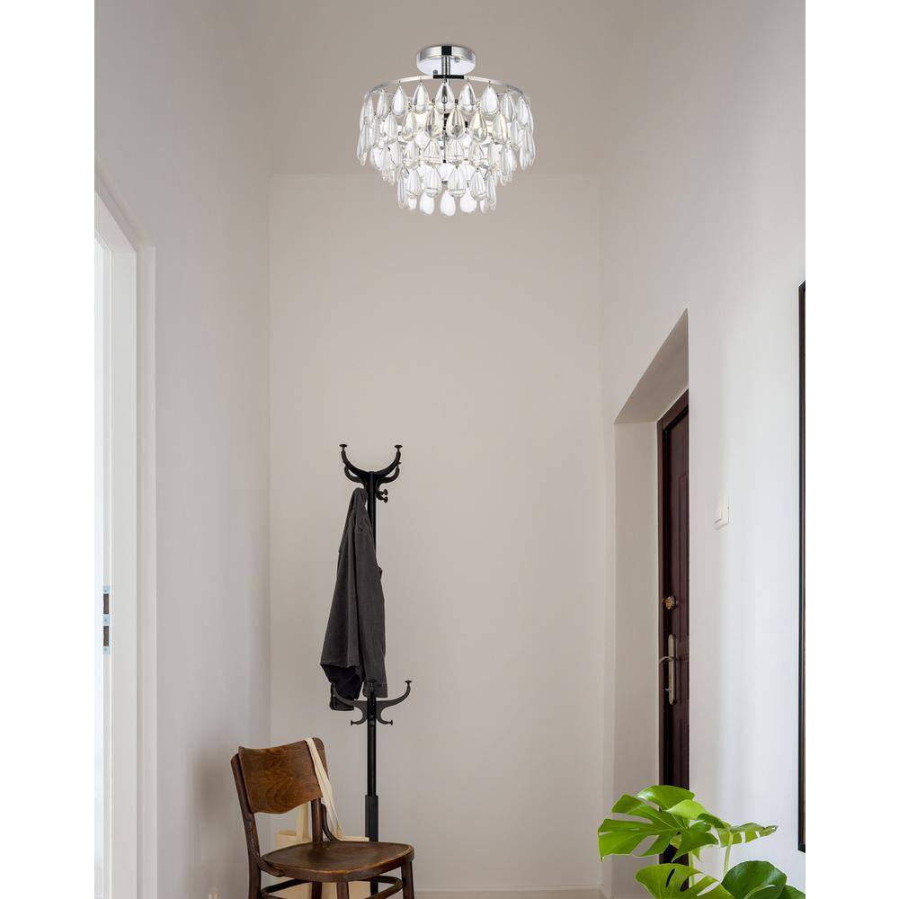 Angle. Elegant Lighting - Mila 14 inch flush mount in chrome - Chrome.