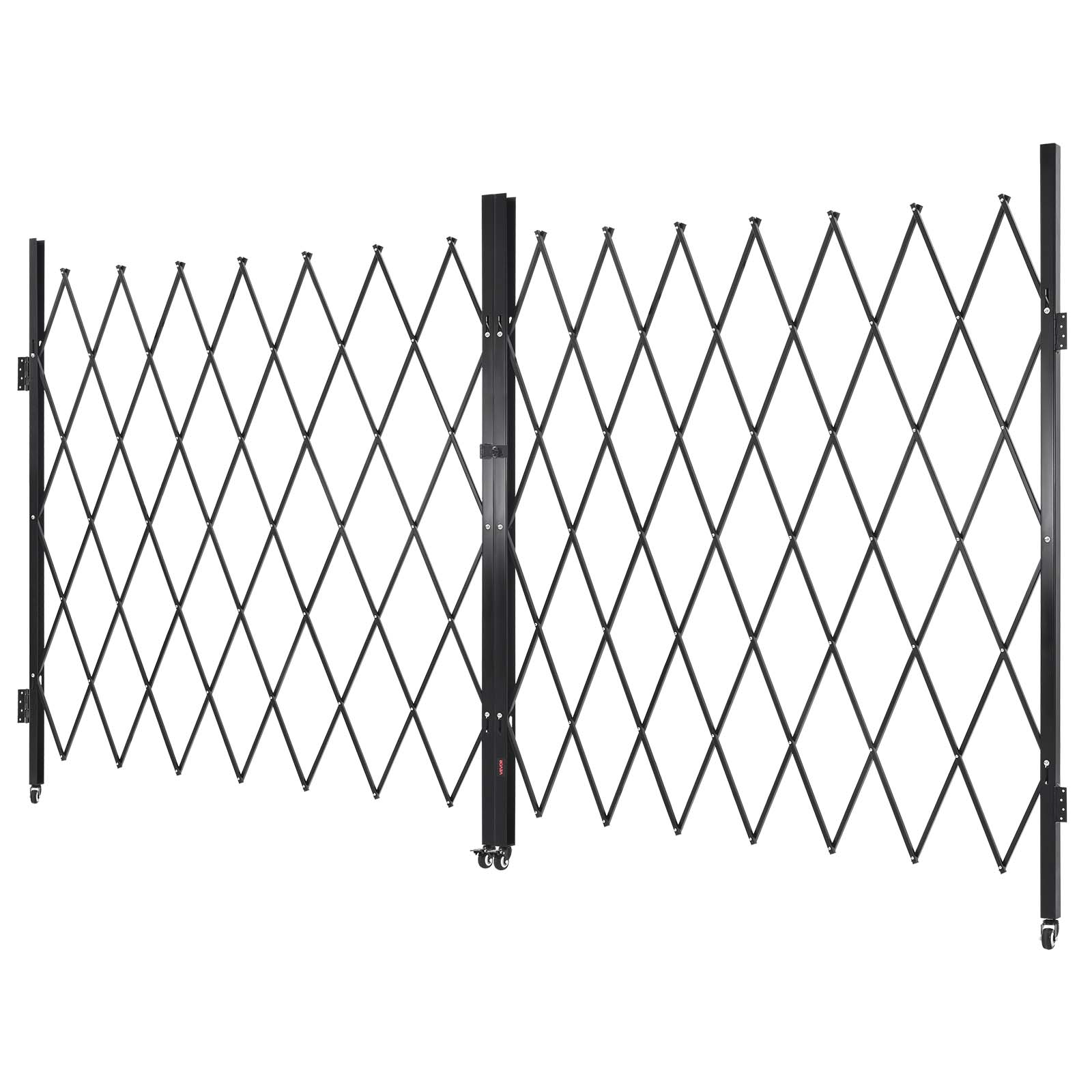 Alt View 5. VEVOR - Double Folding Security Gate, Lockable Scissor Gate with 360° Swivel Casters, Outdoor Barricade Steel Retractable Gates - Black.