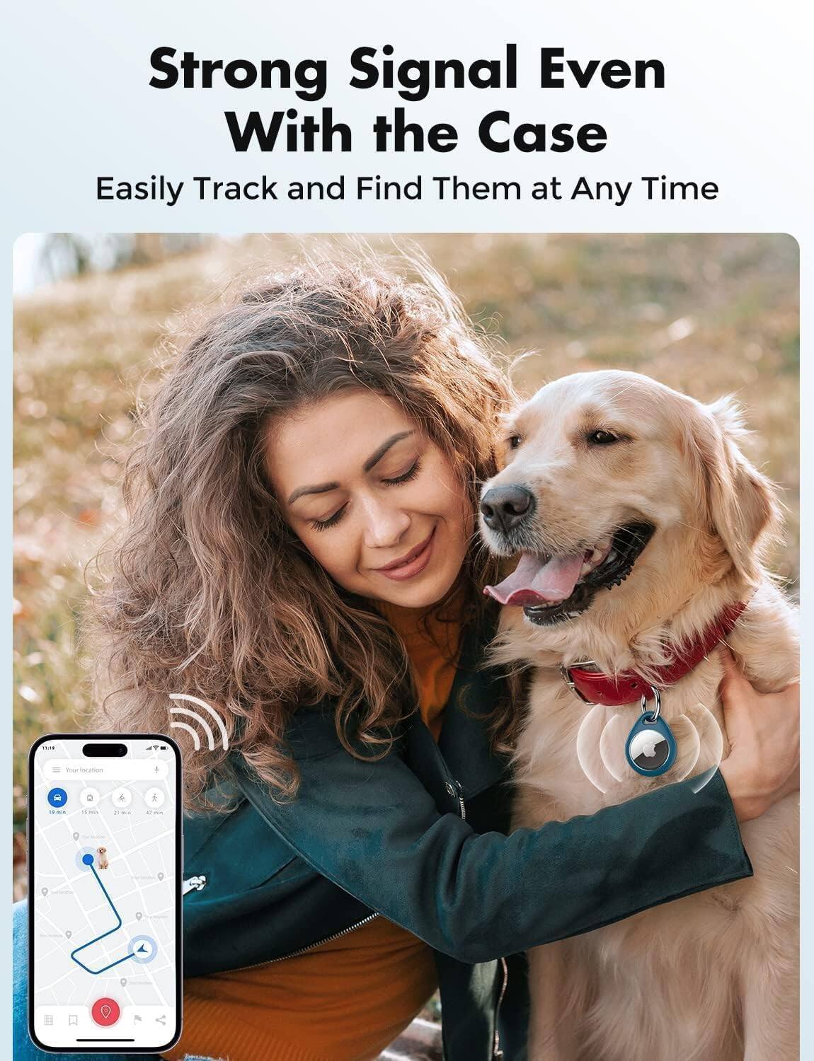 Strong Signal Even With the Case  
Easily Track and Find Them at Any Time  

15:00  
Your location  
-  
15 min  
F cheese  
AT 47 min  
9
