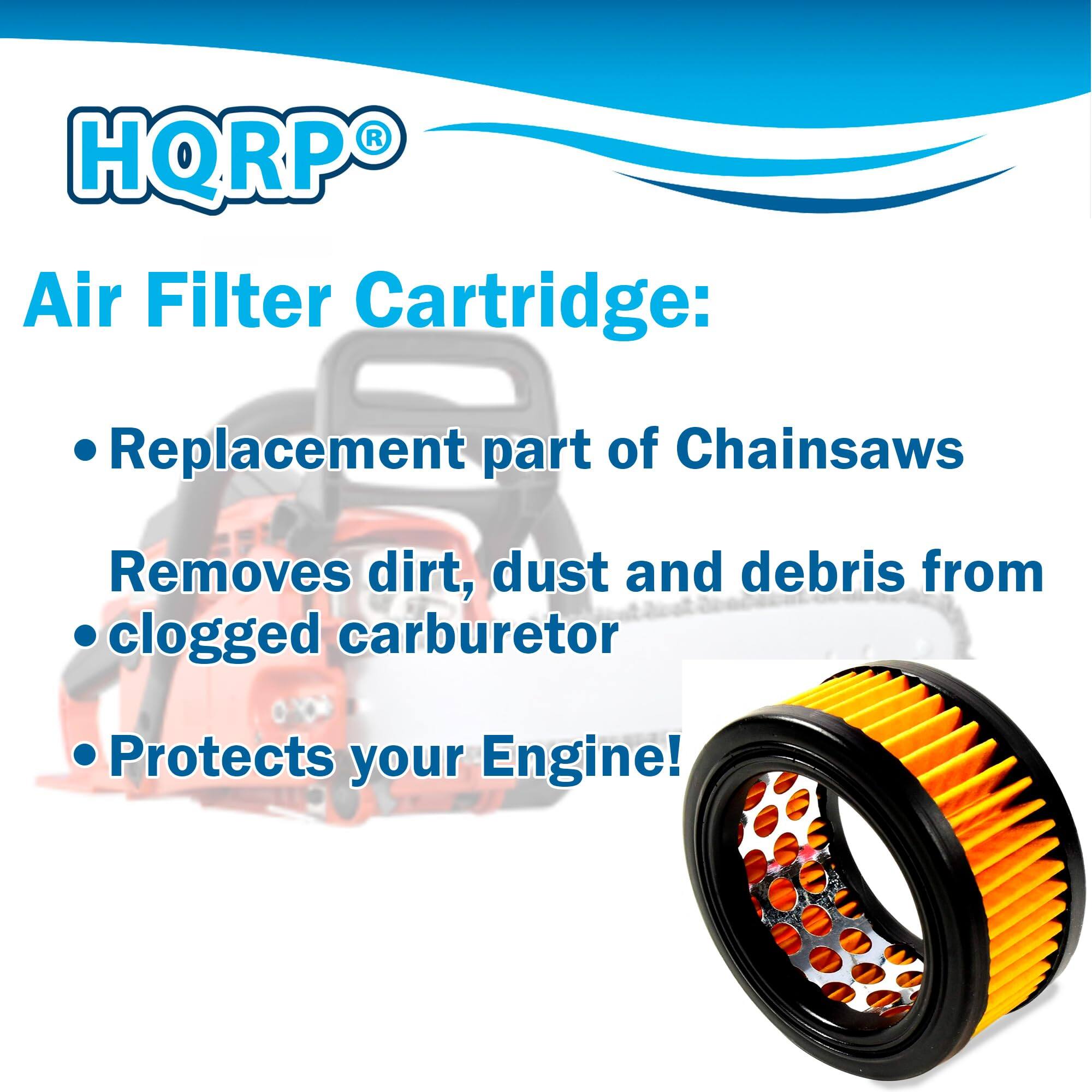 HQRP® Air Filter Cartridge:  
- Replacement part of Chainsaws  
- Removes dirt, dust and debris from clogged carburetor  
- Protects your Engine!