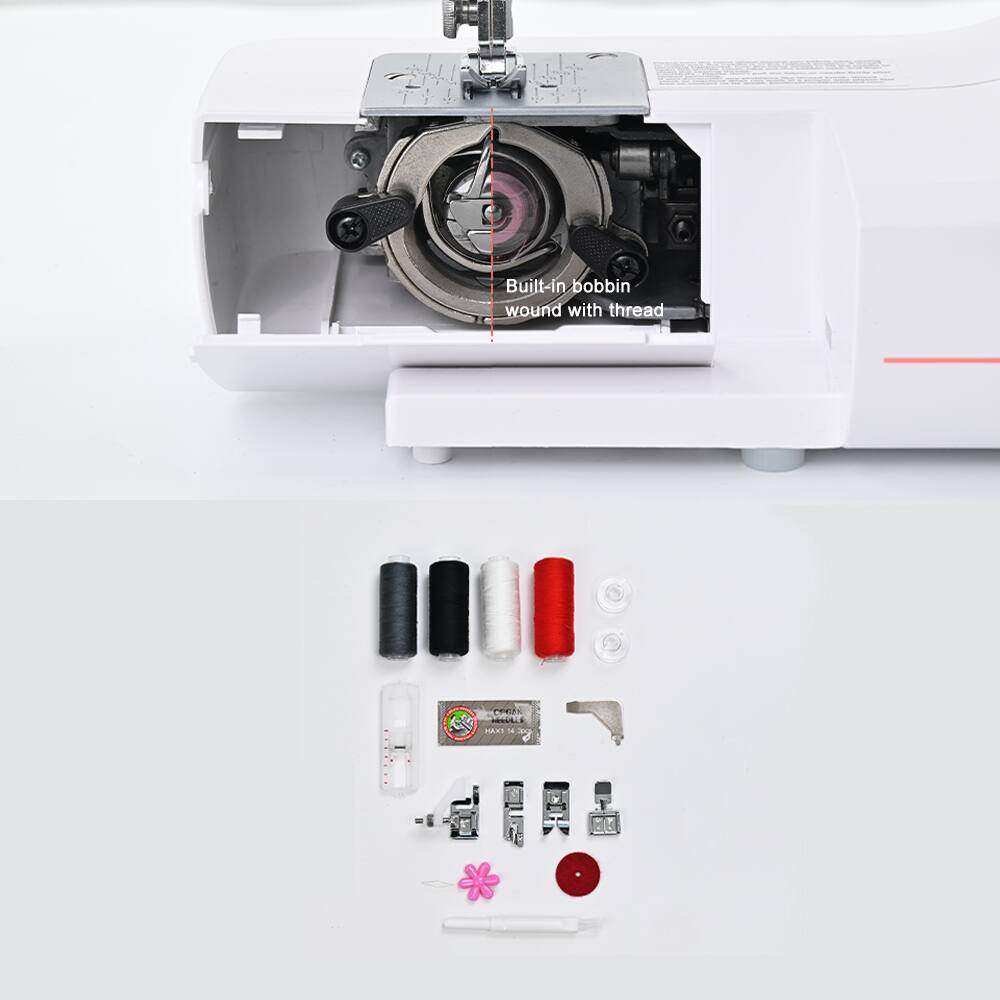 Built-in bobbin wound with thread