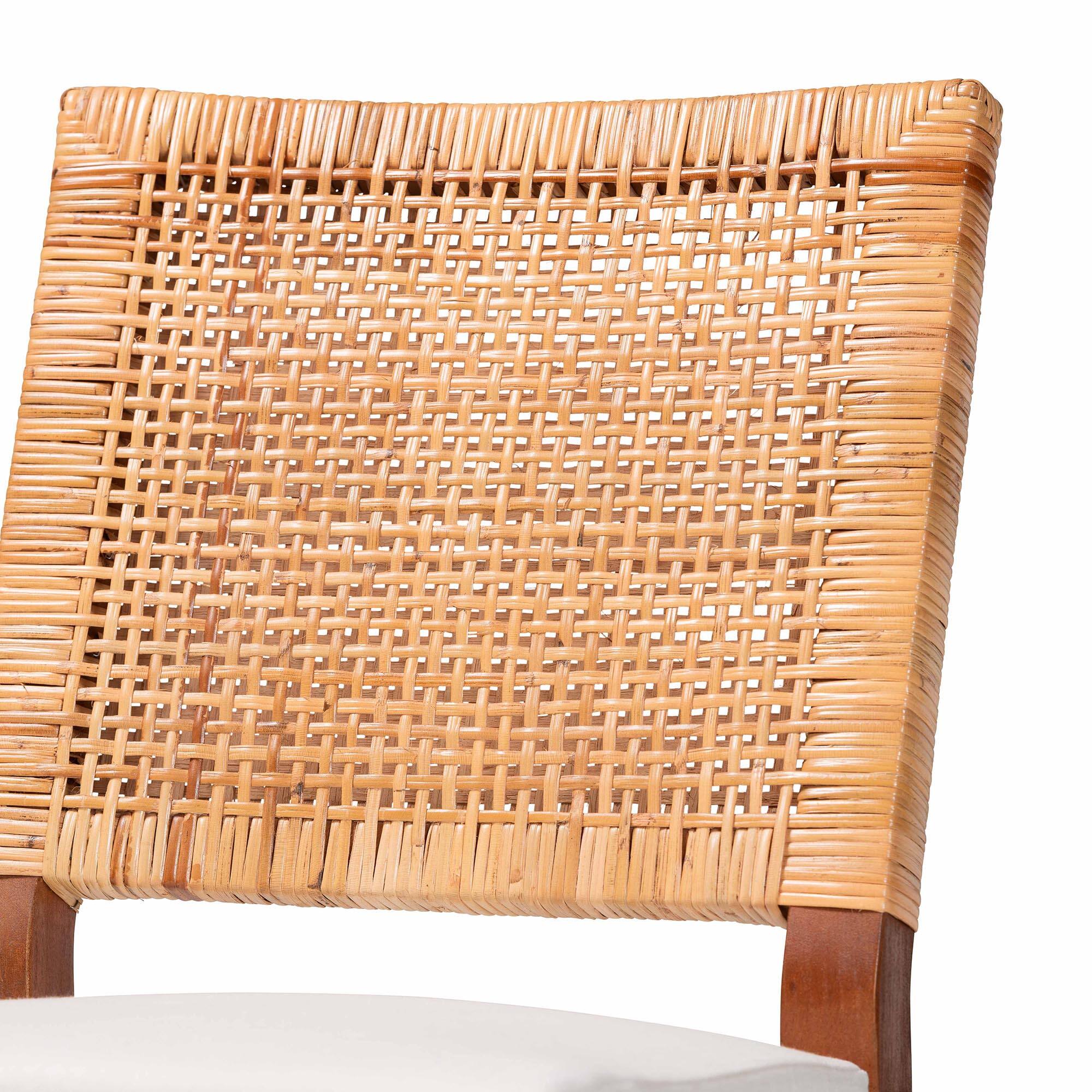 Alt View 2. bali & pari - Lesia Natural Rattan Counter Stool with Cushion - Handwoven Wicker Stool with Mahogany Wood Frame - Light Honey/Walnut Brown.