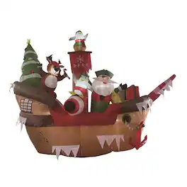 Celebrations - Long Pirate Santa Boat 9 ft. Inflatable - Multicolored
