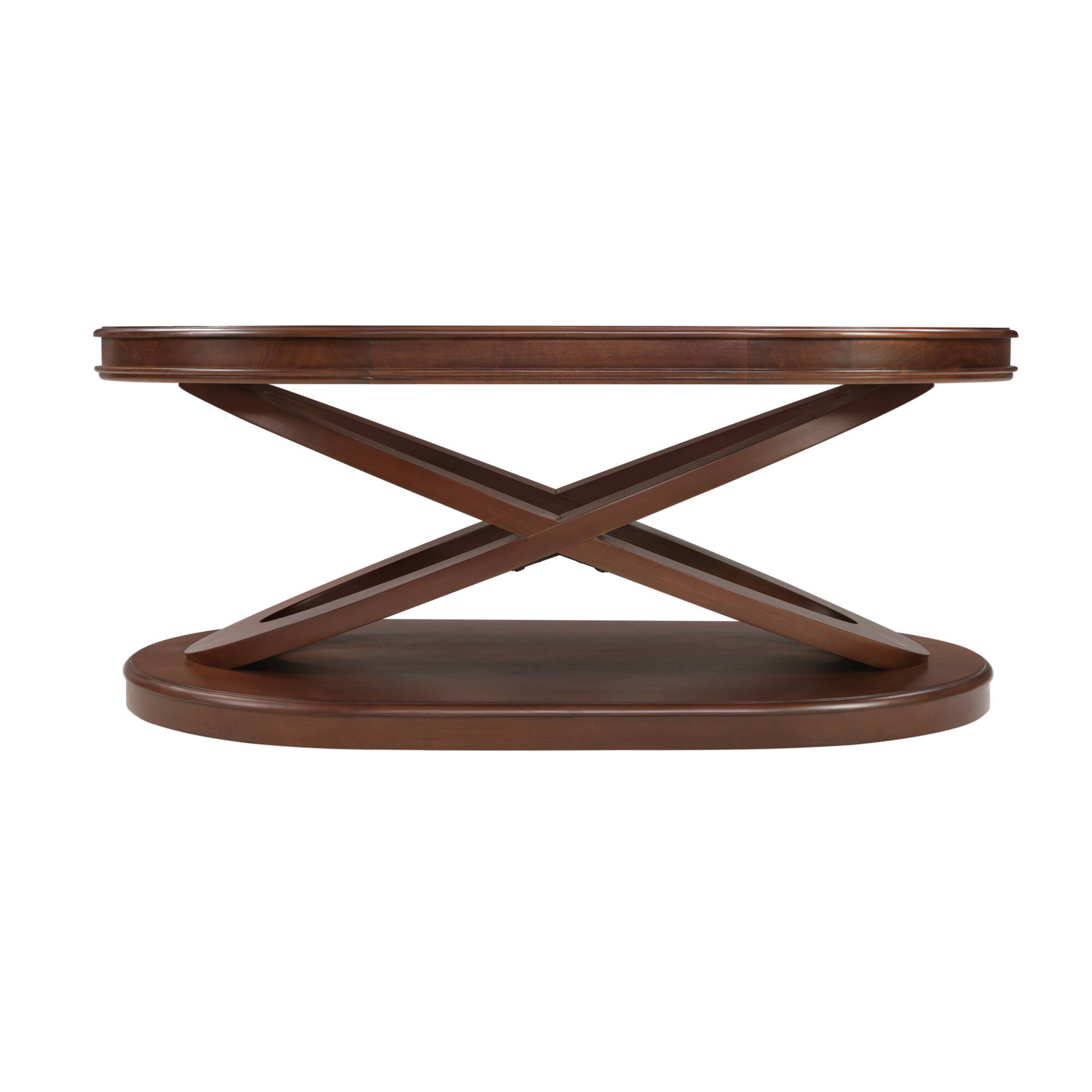 Alt View 7. GOODSILO - Elegant Oval Wood Coffee Table with X-Shaped Base and Open Storage for Living Room and Home Office - Walnut.
