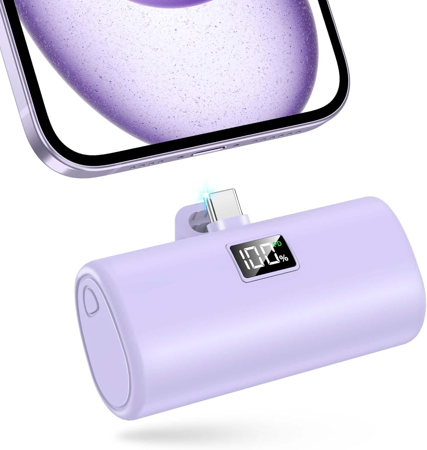 Trigiz - 20W Fast Charging 6000mAh Power Bank, USB-C Mini Portable Charger for iPhone 15/16/17/Samsung/Huawei/Android - Purple