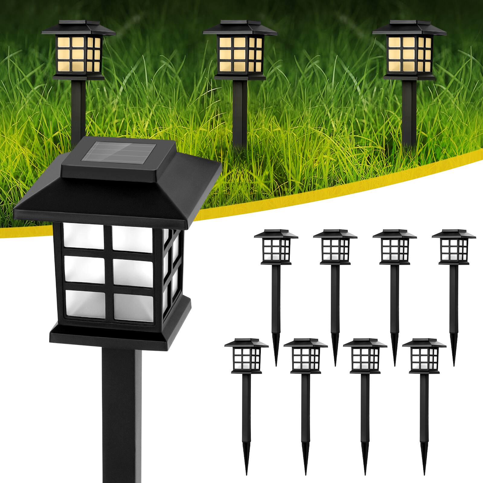 Oumilen - Solar Outdoor Lights,12 Pack LED Solar Lights Outdoor Waterproof - Warm White